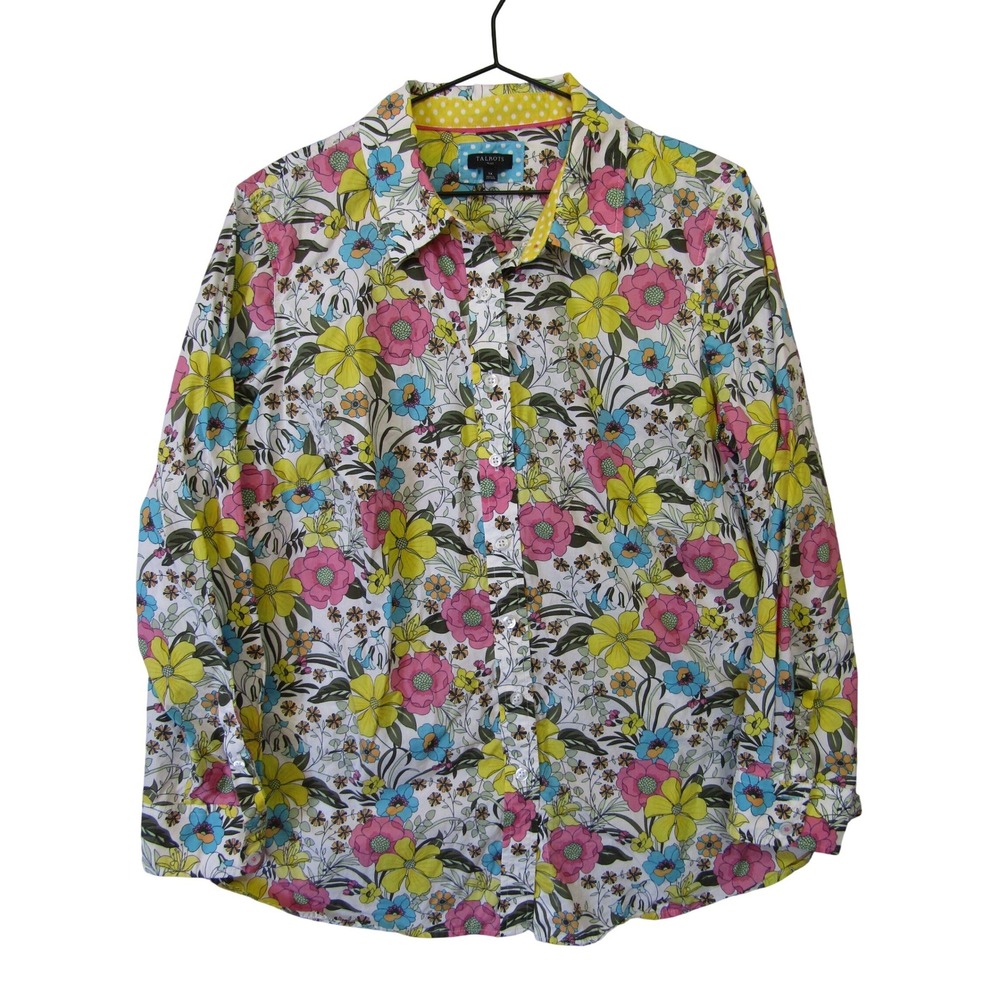 Talbots Floral Button Down Shirt Womens Multicolor Excellent Cotton Long Sleeve